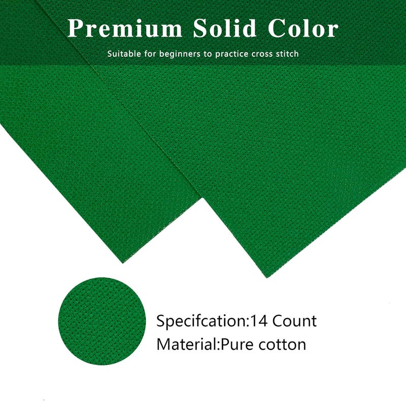 Zhenqing 14CT Aida Cloth - 30x35 Inch Cross Stitch Fabric for Embroidery, Pre-Cut Needlework Material, Acid-Free, Durable Weave(Green) - Image 3